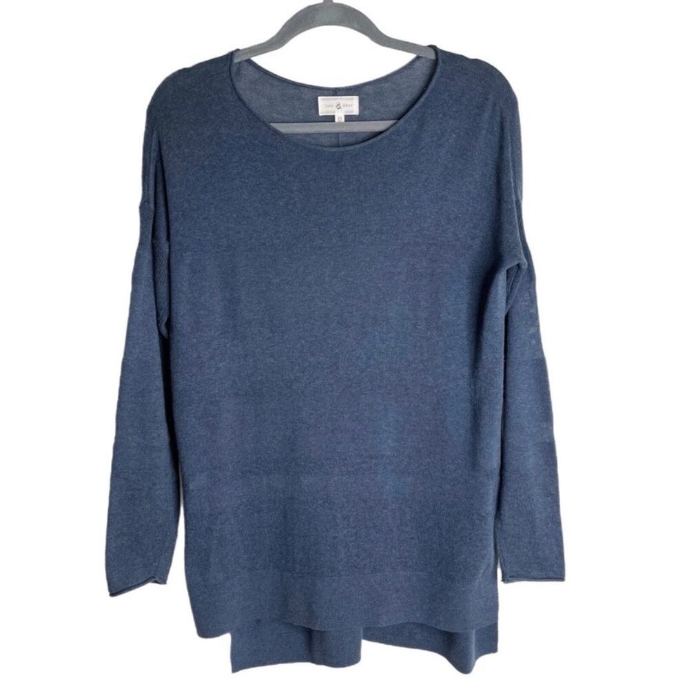 Lou & Grey Women's Shadowstripe Sweater Tunic Size XS Blue Long Sleeve Boat Neck - Picture 2 of 10